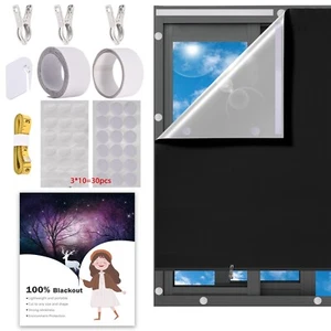 100% Blackout Curtains for Bedroom Baby Nursery Portable DIY Window Blind Shades - Picture 1 of 8