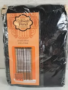 Black Lace Cobweb Curtain Panel 57”x84” Halloween Lot Of 3 Panels Scalloped Edge - Picture 1 of 6