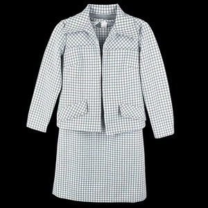 Vintage 1960s Secretary Dress Set Check Size M/L - Picture 1 of 24