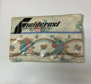 Sealed! Vintage Fieldcrest Queen Flat Percale Sheets Polonaise 90x102 - Picture 1 of 3
