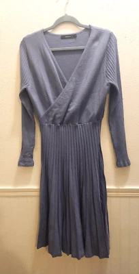 Vestido suéter plisado manga larga cuello en V azul talla L de Zesica para mujer #57 Foto 1 de 4