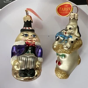 Taron Collection Vintage Humpty Dumpty & Dog Stocking Blown Glass 3” Poland - Picture 1 of 13