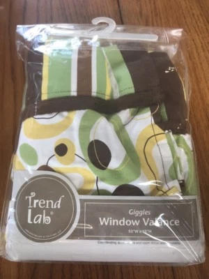 Trend Lab Riggles Tab Top Ventana Guardería Cenefa Amarillo Verde Marrón Nuevo Foto 1 de 3