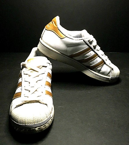 Scarpe originali Adidas Superstar bianche oro a righe per bambino taglia 4 (K 39)