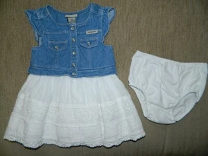 Girl's Calvin Klein Denim & White Cotton Dress Size 18 Months - Picture 1 of 3