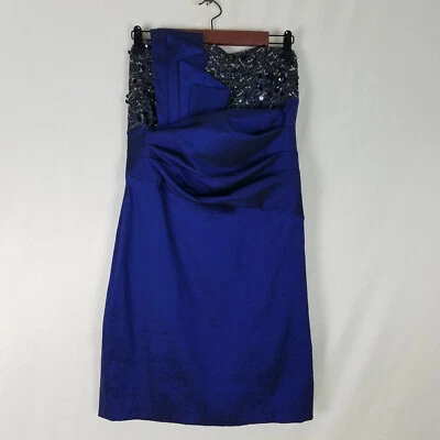 Betsy & Adam Dress Womens 14 Blue Formal Sequin Sleeveless Off the Shoulder Zip - Image 1 of 4