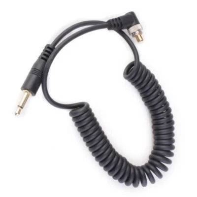 Adjustable PC to 3.5mm Male Flash Sync Cord Wire Male 90 Degree to Straight Head - Image 1 of 4