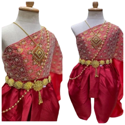 1 Juego Tradicional Princesa Niña Tailandesa Niños Disfraz Baile Ocasiones Especiales Escolares Foto 1 de 4