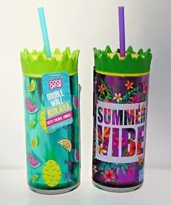 Dos (2) botellas de bebida aisladas de doble pared de 16 oz - ambiente y fruta de verano - Imagen 1 de 1