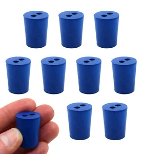 Neoprene Stopper, 1 Hole - Blue, : 15mm Bottom, 18mm Top, 24mm Length - 10 Pack - Picture 1 of 1
