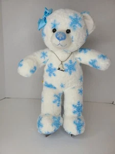Build A Bear Workshop 16 Zoll Plüschbär weiß mit blauen Schneeflocken mit Schlittschuhen - Bild 1 von 15
