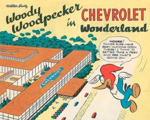 WOODY WOODPECKER CHEVROLET DEALER 15" HEAVY DUTY USA MADE METAL ADVERTISING SIGN - Picture 1 of 1