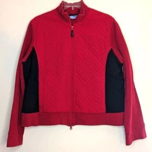 Pacer Women's Quilted Zip Jacket Size XL Petite Red Black Pockets - Picture 1 of 11