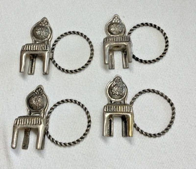 VINTAGE  Chair Napkin Rings SILVER PLATED  Set of 4 NEW - Image 1 of 3