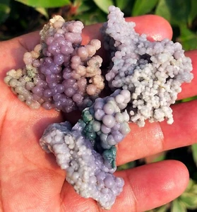 57 g 3 piezas calcedonia botrioidal natural Starlight púrpura uva ágata especificación ie3053 - Imagen 1 de 11