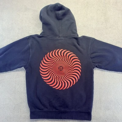 Moletom com capuz Spitfire masculino pequeno Skatista preto com zíper completo cordão anos 90 Y2K - Imagem 1 de 4