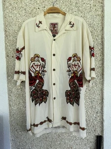 Vtg 98 Mambo Loud Shirt Galleon Ship Sailor Mermaid Short Sleeved Shirt XL RARE - Picture 1 of 10