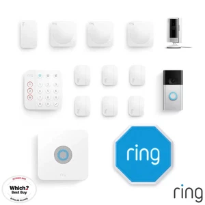 Ring 13 Piece Alarm 2.0 Full Home Kit with Siren, Indoor Camera, Video Doorbell - Picture 1 of 9