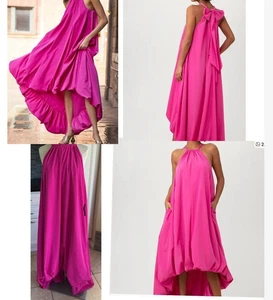 Trina Turk Tien Hot Pink Neckholder Blasensaum High Low Kleid Neu ohne Etikett - Bild 1 von 10