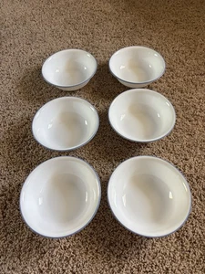 Corning Corelle MEMPHIS Pattern Bright Blue Trim 6.25" Cereal / Soup Bowls Set 6 - Picture 1 of 5