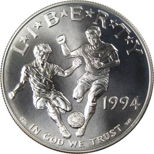 World Cup Commemorative Dollar 1994 D BU Uncirculated Silver $1 Coin - Picture 1 of 2