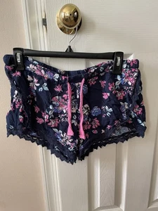 Love to Lounge Blue Floral Sleep Shorts Women's Size Medium - Picture 1 of 8