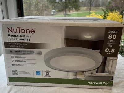 NuTone Broan Roomside White 80 CFM Bathroom Exhaust Fan AERN80LWH -LED! - Image 1 of 4
