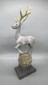Deer On Orb 14" Hand Decorated Gold Accents - Picture 1 of 6