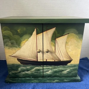 Beautiful Wood Table Top Shelved Chest W/Early 19th Century Clipper. 11x13” - Picture 1 of 12