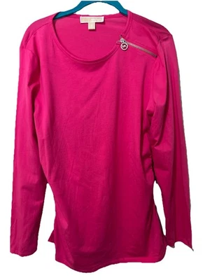 Top Michael Kors para mujer XL rosa plateado detalle de cremallera laterales ajustados Foto 1 de 4