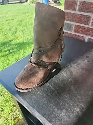 Freebird por Steven Cairo Botas Femininas 9 Couro Camurça Cinza Acastanhado Boho Western - Imagem 1 de 4