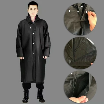 Raincoat Waterproof Hooded Rain Coat Cover For Unisex Rainwear Poncho-Jacket New - Image 1 of 4