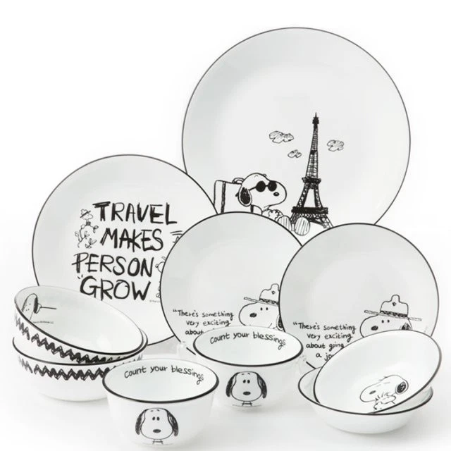 CORELLE x Peanuts Snoopy & Charlie Edition 10P Set Dinnerware Plate Bowl Kitchen - Image 1 of 4