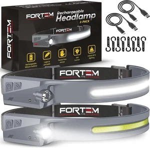 Headlamp Rechargeable 2-Pack, 230° Wide Beam LED Head Lamp - Picture 1 of 8