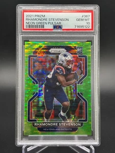 2021 Prizm Rhamondre Stevenson Rc Rookie Green Pulsar No. 367 PSA 10 - Picture 1 of 2