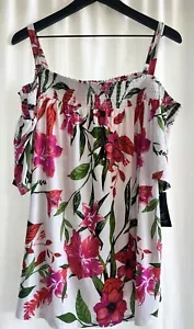 NWT $69.50 Womens Tropical Floral Cold Shoulder Blouse Size 2X - Picture 1 of 3