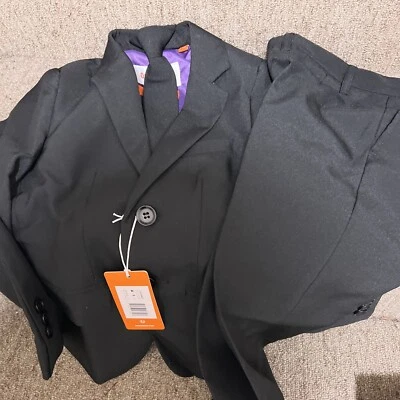 Chicos Talla 6 Negro Traje Pantalones Chaqueta 2 PIEZAS OPUESTOS Traje de Vacaciones Foto 1 de 4