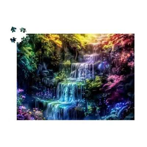 Glowing Waterfall: Wooden Jigsaw Puzzle for Adults 500pc Puzzle by Durazza TN8 - Picture 1 of 3