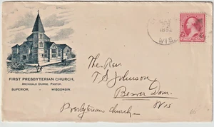 1892 Superior Wis First Presbyterian Church Illust advt cover (g292) - Picture 1 of 2