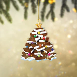 Books Christmas Ornament, Reading Book Ornament, Book Lovers Librarian Ornament - Picture 1 of 5