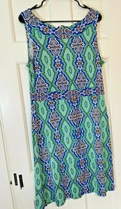 TORY BURCH WOMEN'S SLEEVELESS PRINT SILK DRESS - SIZE XL 0937 - Picture 1 of 12