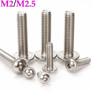 M2 M2.5 A2 Stainless Steel Flanged Button Head Allen Hex Socket Cap Screws Bolts - Picture 1 of 12