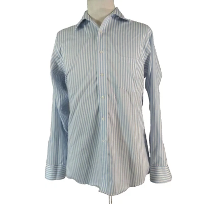 Donald J Trump shirt men's large blue white striped long-sleeve oxford dress - Image 1 of 4