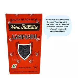 Campanini 1 lb. Arroz negro - Arroz negro italiano, kosher, sin OGM, sellado al vacío - Imagen 1 de 7