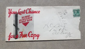 Antique Elbert Hubbard's Scrap Book Adv. Envelope Precancel NY 1 Cent Stamp - Picture 1 of 3