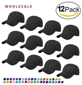Gorra de béisbol lisa al por mayor 12 piezas sombrero clásico tamaño ajustable color liso - Imagen 1 de 24