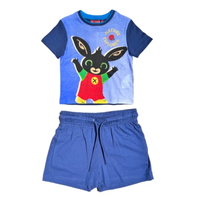 COMPLETO SHORT + T-SHIRT BING BAMBINO 100% COTONE - EX1205BLU - Immagine 1 di 4