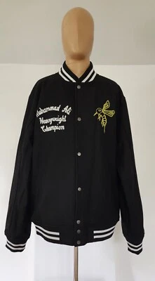 Roots of Fight Bloodlines Black Muhammad Ali Letterman Jacket 2X-Large* - Image 1 of 4