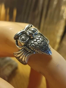 Herren Ring in Silber gr 60 auffällig groß Eule für Sammler Biker Rocker Punk - Picture 1 of 3