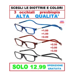 3 occhiali lettura calamita magnetici uomo donna presbiopia scegli le diottrie - Foto 1 di 32